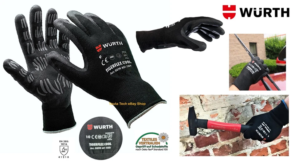 WÜRTH Schutzhandschuh Nitril TIGERFLEX® COOL Idealer 3-Jahreszeiten-"Tiger" Grip