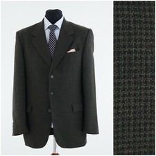 Mens Vintage Wool Blazer 42L UK Size KAPPAHL Dark Green Sport Coat Check Jacket