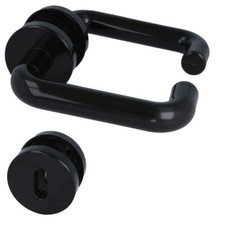 Kunststoff Türdrücker U-Form Rosettengarnitur Schwarz BB - PZ Drückergarnitur