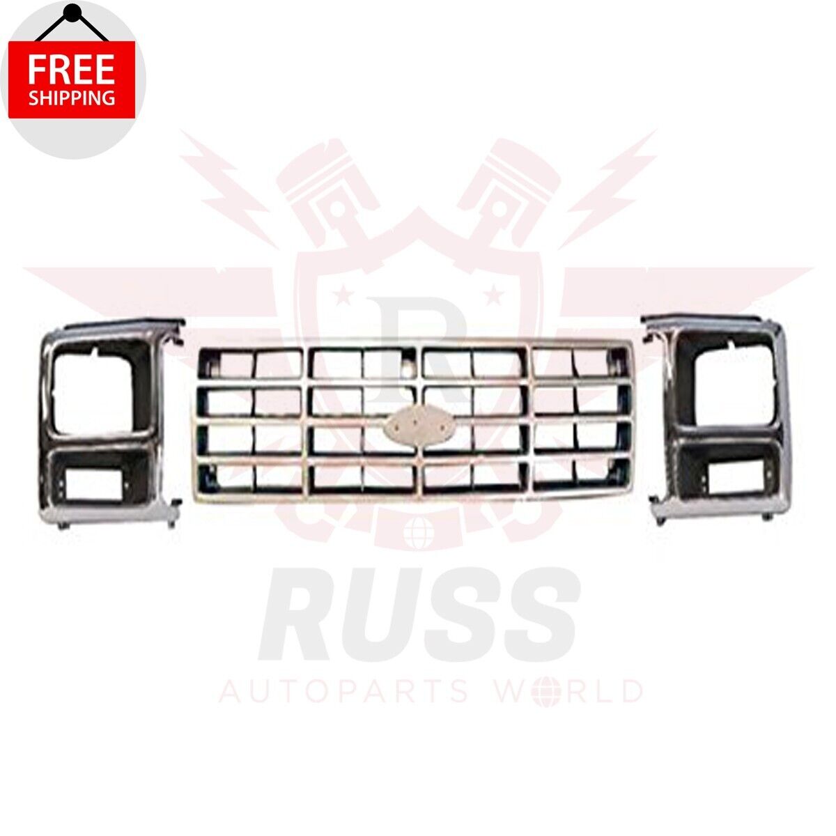 Fits 1982-1986 Ford F-100 150 250 350 Bronco Front Grille + Headlight Bezel  Trim
