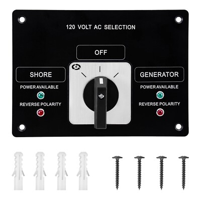 AC Rotary Selector Switch Panel - 120V 30A, 2 Position Rotary Switch with Rev...