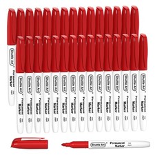 Permanent Markers, 30 Pack Red Permanent Marker set,Fine Point, Works on Plas...