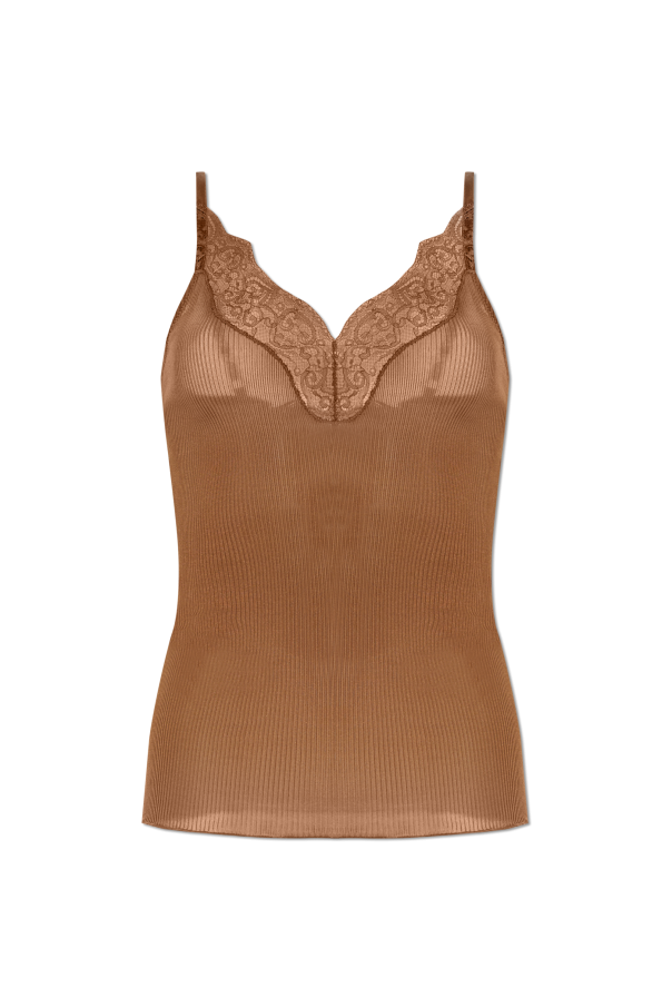 SAINT LAURENT Brown Sleeves Silk Top New And Authentic