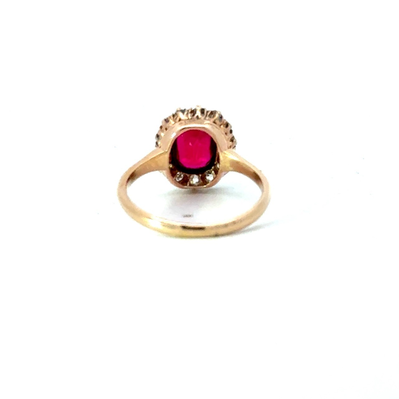 Early 1900s Ruby & Diamond Cluster Ring - image 10