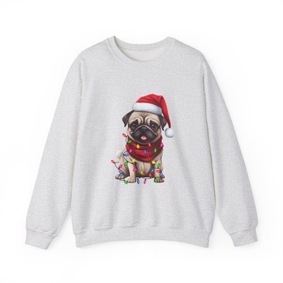 Pug Christmas Sweatshirt, Cute Holiday Dog Jumper, Xmas Dog Lover Gift, Funny