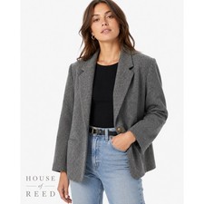 Sag Harbor Vintage 100 Pure Wool Blazer Gray Gold Button Jacket Womens Size 18