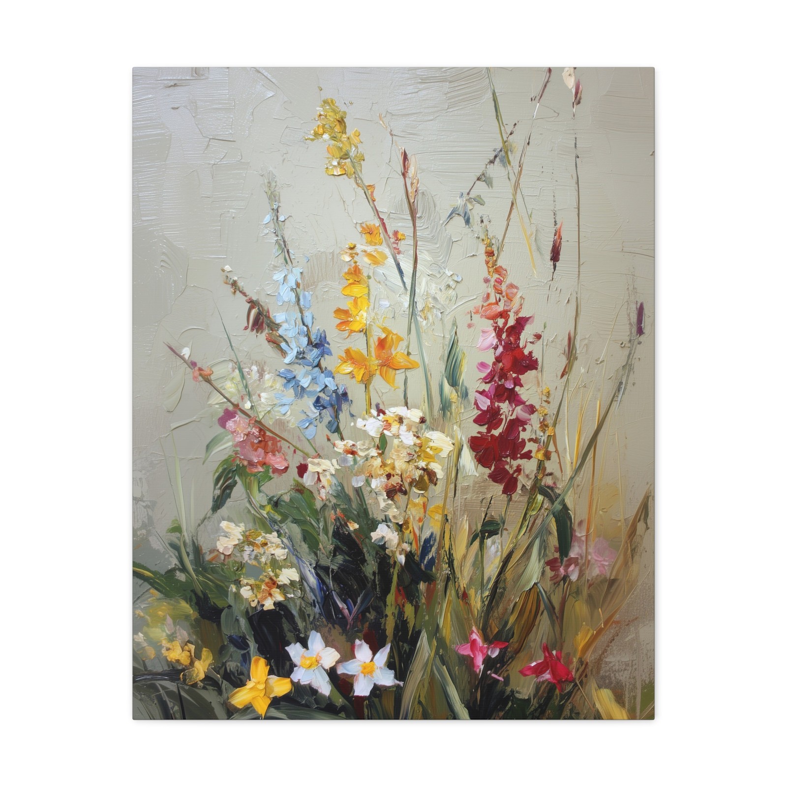 Canvas Print, Vintage Botanical Wildflowers, Floral Art Decor, Matte Stretched