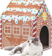 Christmas Gingerbread Cat House 16.5"X 13"X19" Christmas Cardboard Cat Scratcher