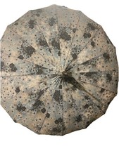 Vintage 1950/60s  Pagoda Style Parasol Umbrella - Blue Floral