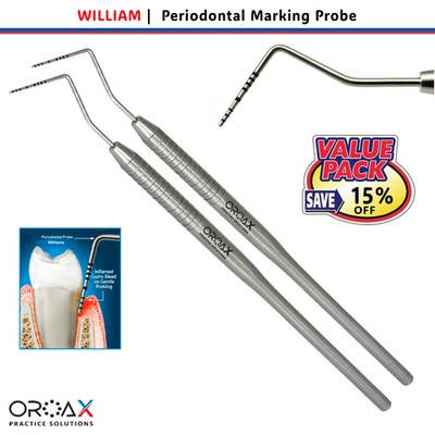 OROAX  2Pcs Williams Periodontal Probe | Dental Gum Pocket Depth Measuring Tool