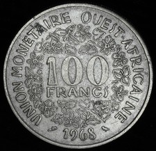Pièce De Monnaie De 100 Francs 1968, Banque Des États D'Afrique De L'Ouest