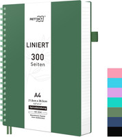 Notizbuch A4 Liniert, 100G/M² Papier, 300 Seiten - DunkelgrüN