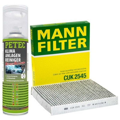 Innenraumfilter Mann Filter CUK 2545 + Klima Reiniger für Audi Mercedes Seat VW