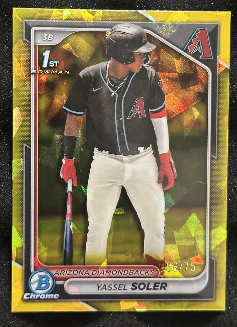 2024 Bowman Chrome YASSEL SOLER 1st Bowman Yellow Refractor Rookie RC #d /75