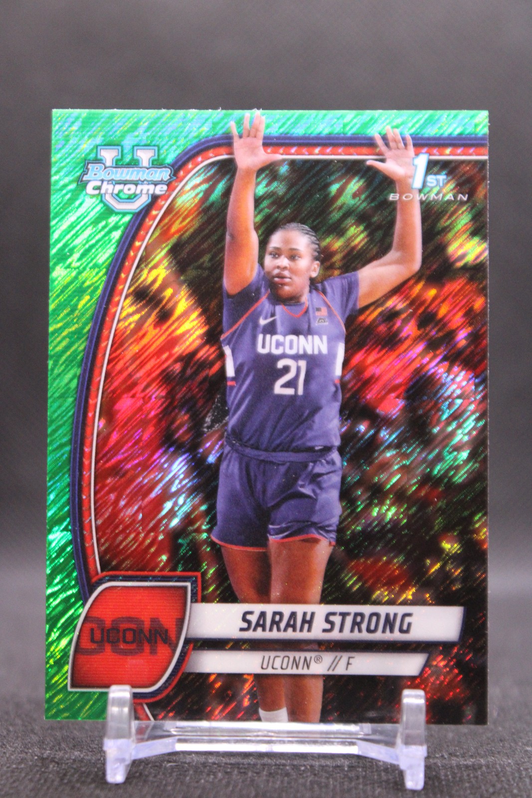 Sarah Strong #62 2024-25 Bowman University Chrome Green Shimmer