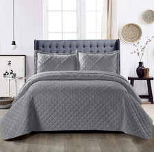 Embossed Quilted Bedspread Bed Throw Luxury Single Double King Size Bedding Set