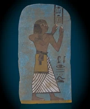 Ancient Egyptian Painted Stone Stele–Rare Pharaonic Artifact with Hieroglyphs BC