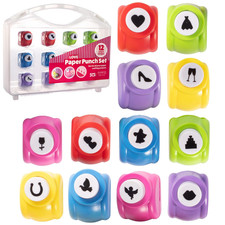 Love-Themed Scrapbook Paper Hole Punchers- 12 Different Designs W Carrying Case-
