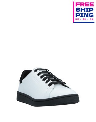 UVP495  NEIL BARRETT Leder Sneaker US6 UK3 EU36 Weiß Logo Round Toe