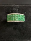 NATURAL EMERALD WHITE CZ STERLING SILVER 925 RING