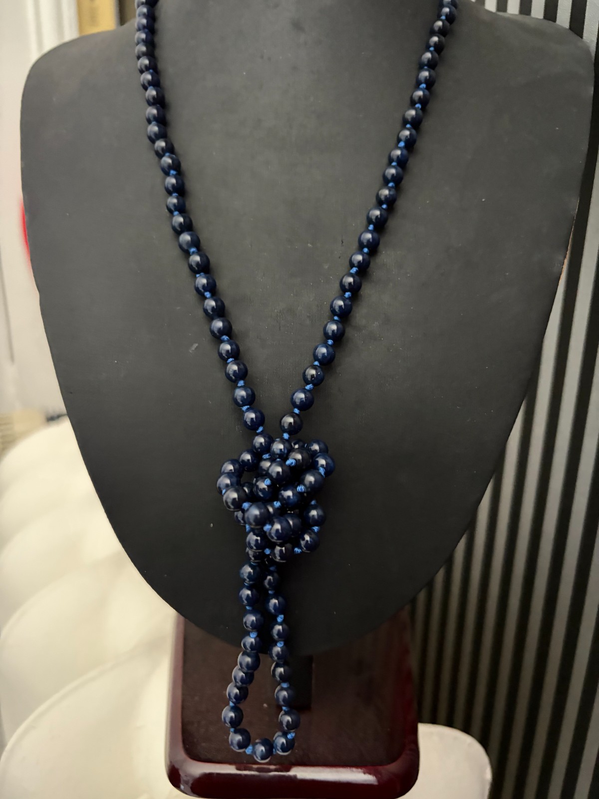 Sautoir prestigieux en lapis lazuli véritable collier de perles 7mm