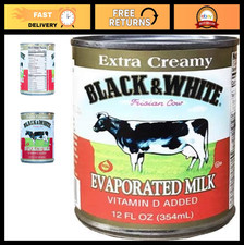 Extra Creamy Evaporated Milk 12 fl oz - Black  White, 4 Pack, Ideal for Cooking