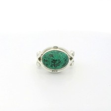 Sterling Silver Green Stone Ring - Size 7 C31026611