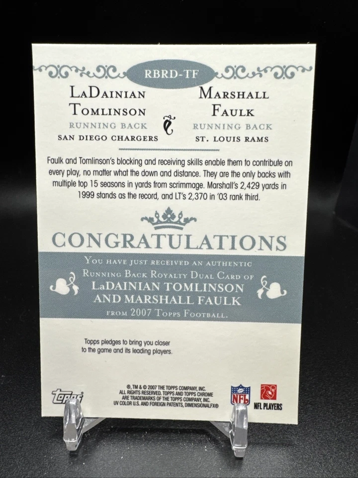 2007 Topps Chrome Running Back Royalty #RBRD-TF Tomlinson Faulk - Image 2 of 2