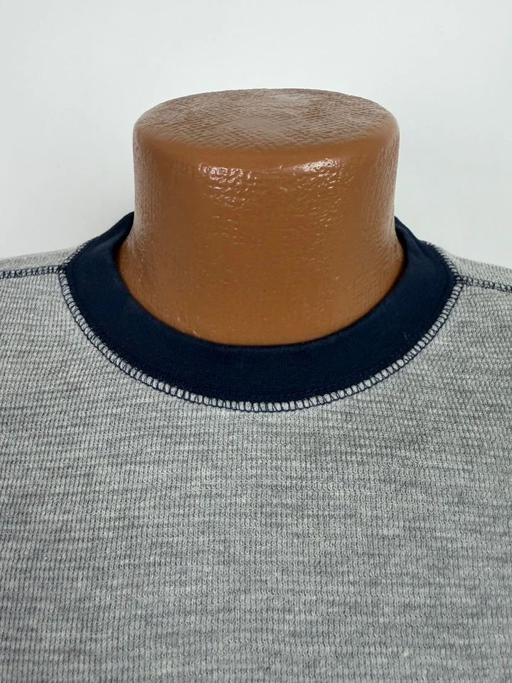 Camisa de Colección Años 90 Punto Gofre Hombres Pequeña Gran Tamaño Mínimo Contraste Puntada Gris Foto 4 de 4