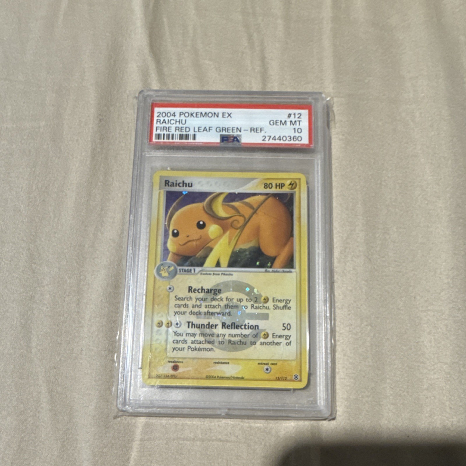 Pokémon Raichu FireRed & LeafGreen Holo Rare PSA 10 #12/112 2004 TCG