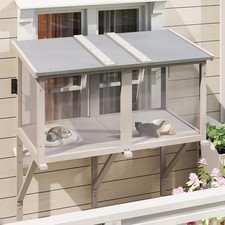 46.8" L Cat Window Box,Outdoor Enclosure for Indoor Cats,Wooden Window Catio for