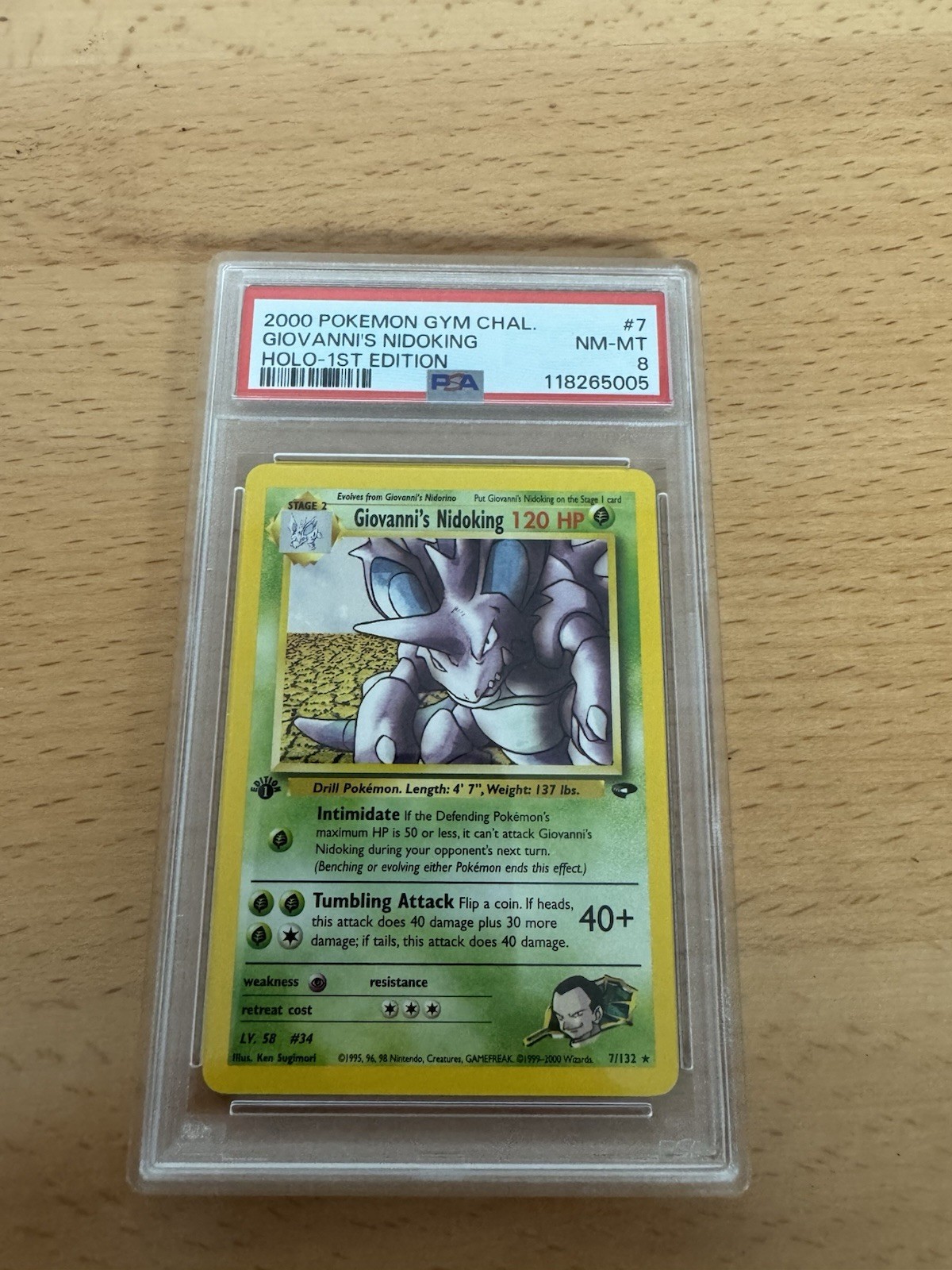 2000 Pokemon Gym Challenge 1st Edition Giovanni's Nidoking #7/132 PSA 8