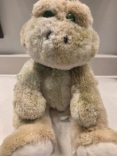 Vintage Large Frog Plush Green Eyes Ribbon Stuffed Animal Soft Toy Collectible