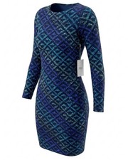 Asos Bodycon Dress Long Sleeve Black Blue Sz 6 Metallic Bareback Midi Sexy NWT