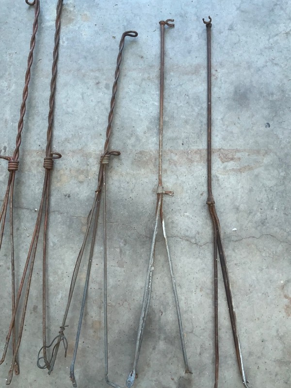 LOT of 5 Antique Twisted Iron Lightning Rod Base Only