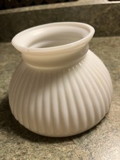 White Ribbed Glass Round Lamp Shade for Ceiling Lamp, 4.5" Diameter, 3.5"