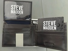 Fathers Day Sale Steve Madden Men Black Leather Wallet Back ID RFID Protect