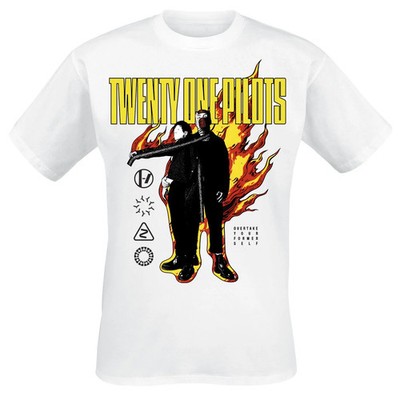 Twenty One Pilots T-Shirt Herren On Fire weiß Band-Merch, Bands