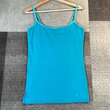 Aerie Womens Teal Cotton Lace Trim Cami Tank Top Large