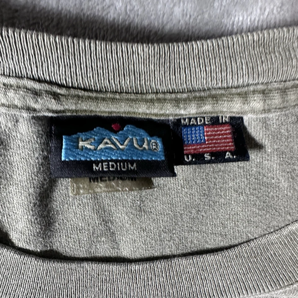 Vintage Kavu Mens M Tshirt Green Paddle Canoe Kayak Graphic Outdoor Made In USA - Image 3 of 4