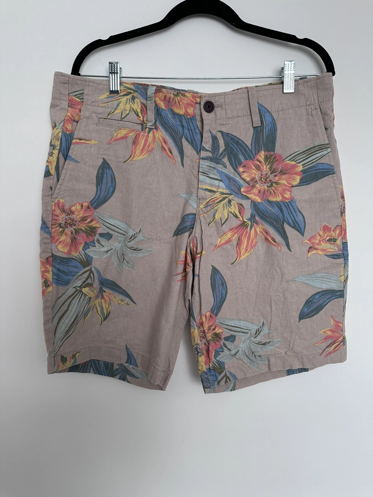 Gap Men’s Shorts 34 Waist Hawaiian Floral Linen Blend Shorts Waist 34
