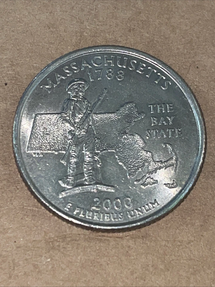 2000 Massachusetts Quarter With Nice Die Break On Obverse And Broadstruck - Image 3 of 4