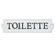 Heavy Duty Cast Iron Door Toilet Sign - White Plaque Bathroom Sign Wall Decor