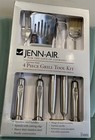 Jenn Air Stainless Steel Grilling Set- Spatula, Fork, Tongs, Brush. 17 Inches.