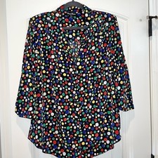 VINTAGE 1980s colorful polka dot button blouse XL/XXL bold maximalist retro