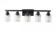 Tidoin 31" Black 5-Light Vanity Wall Light Bar Glass Shades E26 Light-YDW1-7622