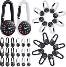TOODOO 32 Pcs Compass Keychain for Kids 1.2 x 2.8 inches, Black, White