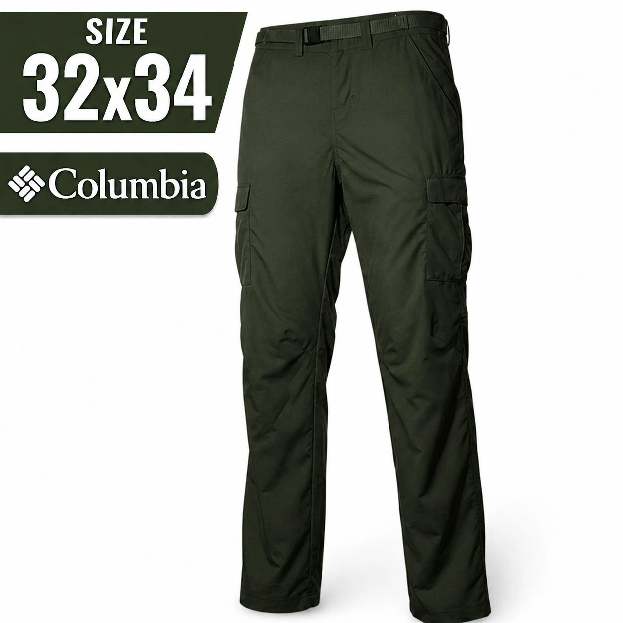 Columbia Omni-Shield Pants Mens 32x34 Green Cargo Hiking Outdoor Water Resistant