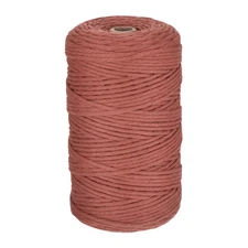 1/8" 656 Feet Macrame Cord, Cotton Cord Rope String Single Strands Rust Red