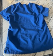 FIGS Women's Blue Solid V-Neck Short Sleeve Scrub Top Size M